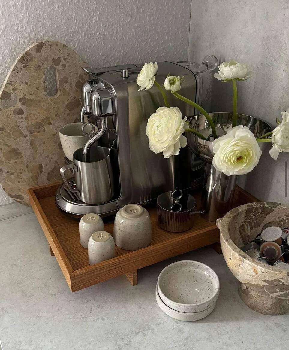 Define Your Espresso Zone with a Wooden Tray