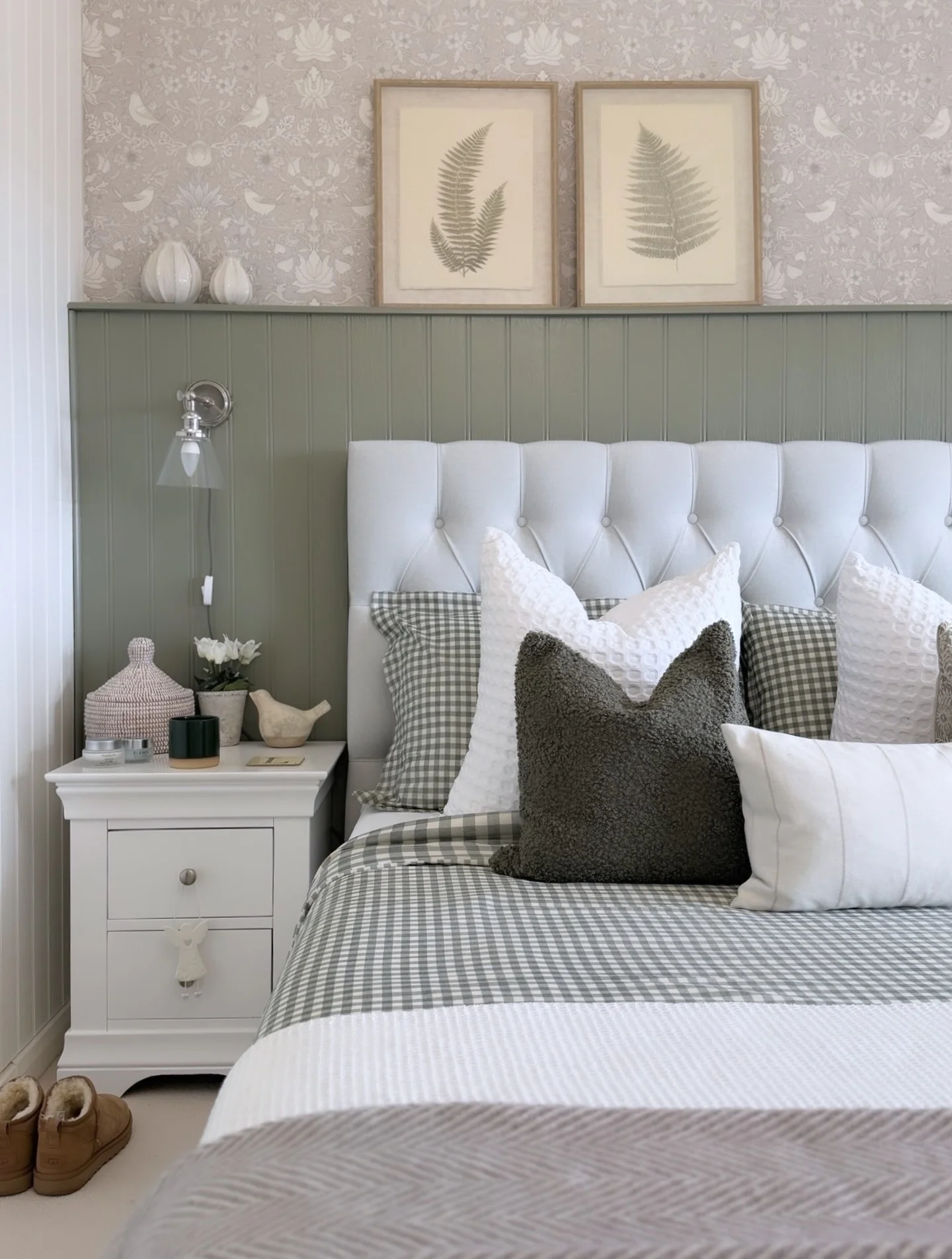 Sage Beadboard Creates a Serene Backdrop for Botanical Art