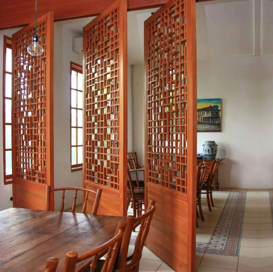 Carved Wood Screens with Geometric Patterns