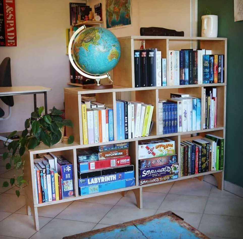 Asymmetrical Shelving Unit with Varied Compartments