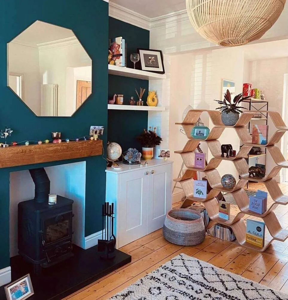 Hexagonal Shelving Unit Creates an Organic Divider