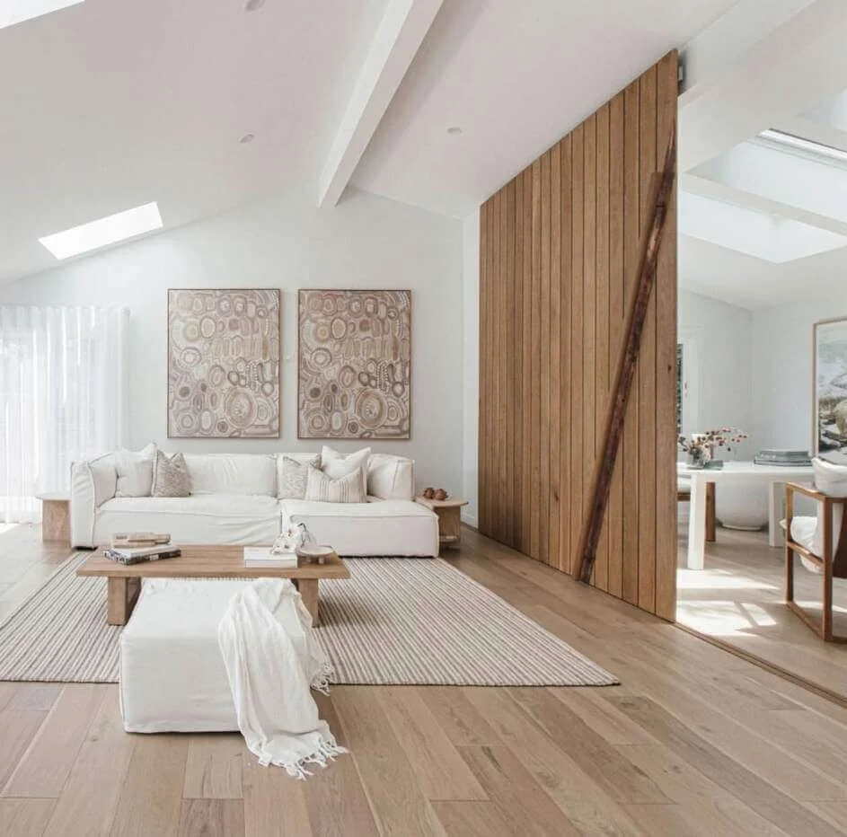 Sliding Wooden Panel with Diagonal Accent