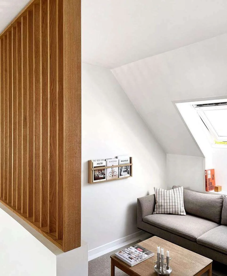 Vertical Wood Slats for Natural, Open Division