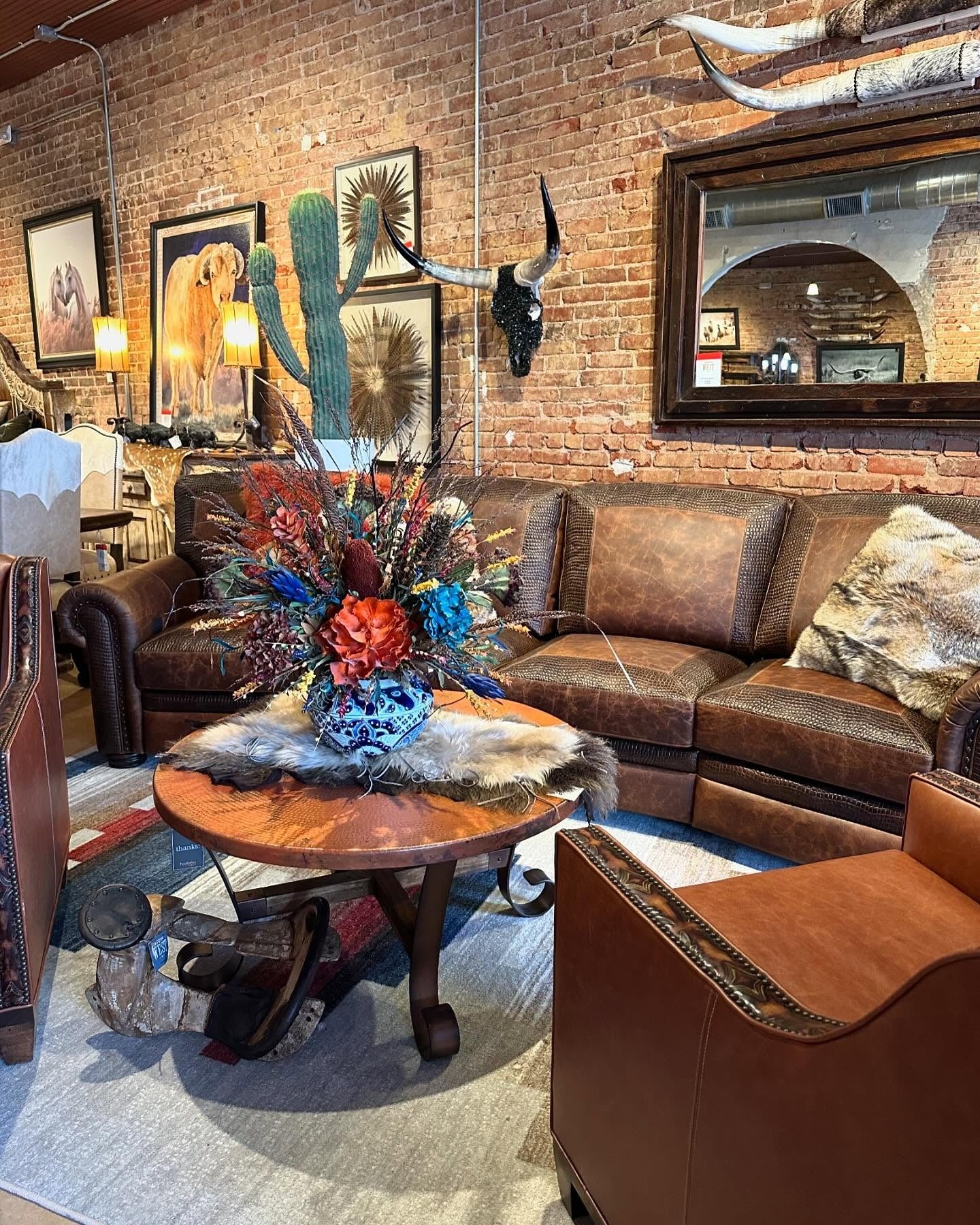 Embossed Leather Sofa Adds Rugged Texture