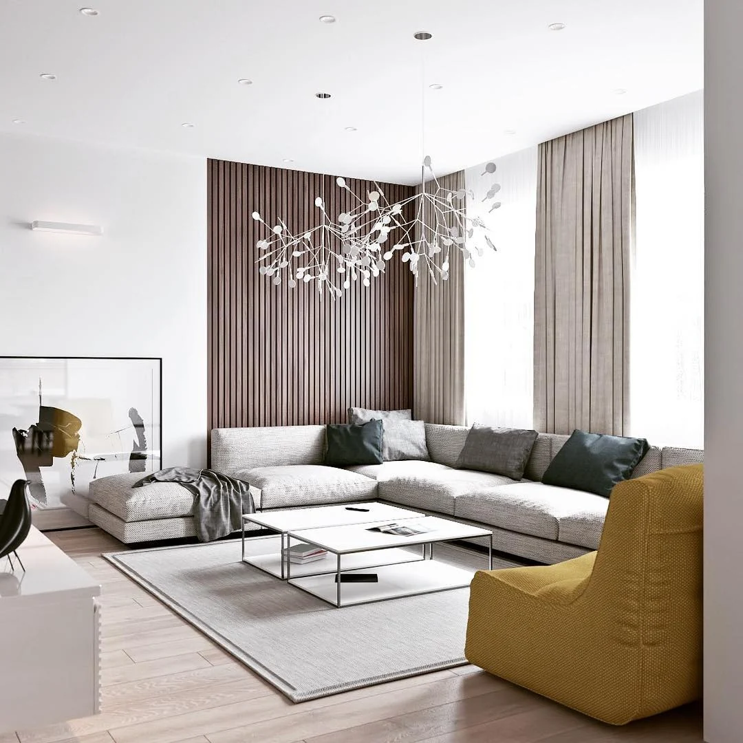 Vertical Wood Slats Create a Warm Accent Wall