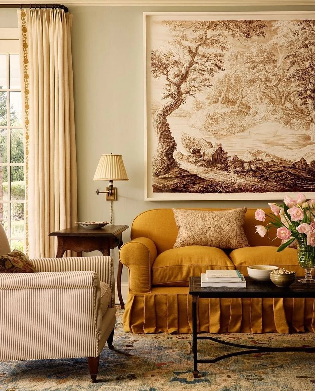 Incorporate Softness With a Pleated Sofa Skirt