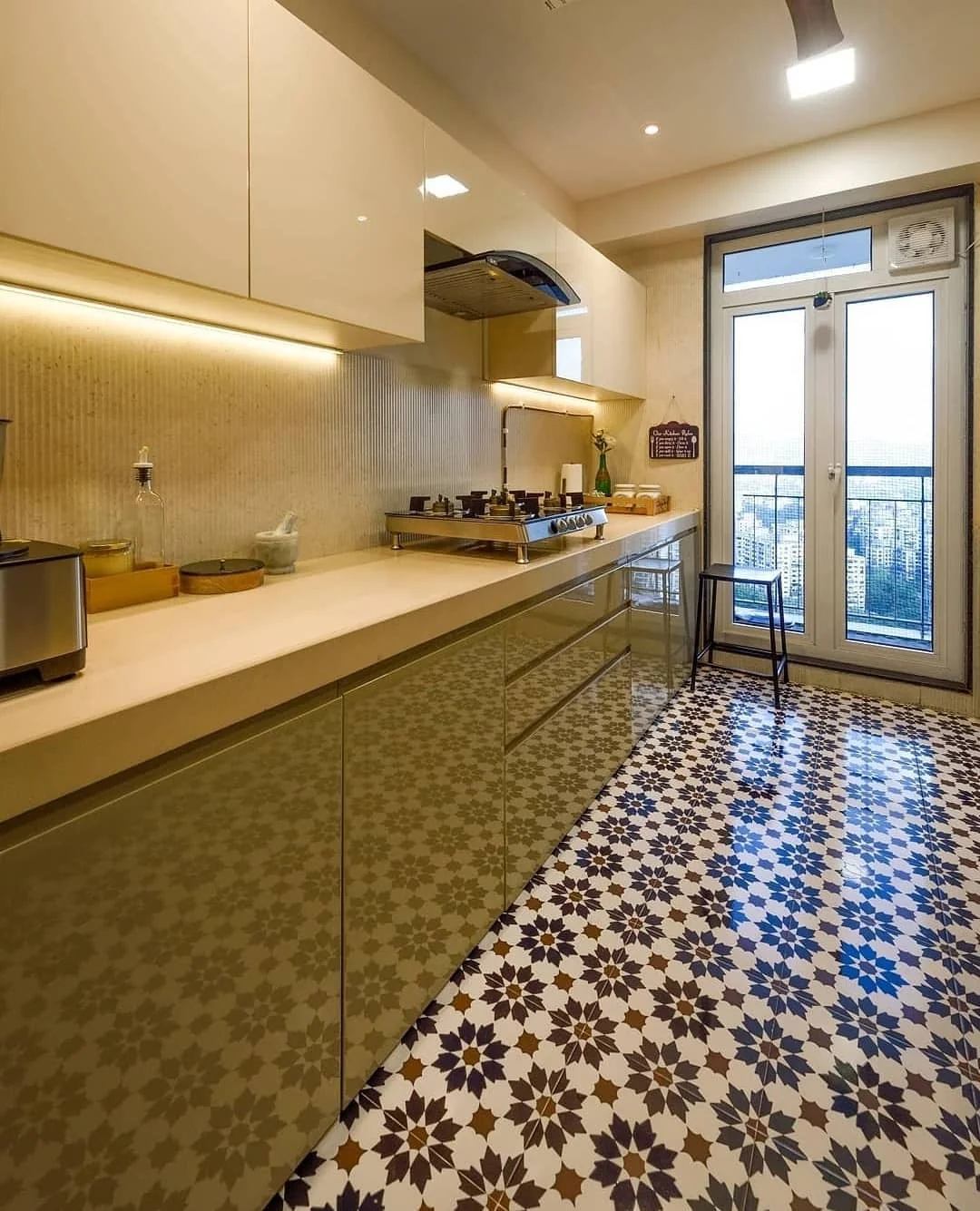 Geometric Floor Tiles Add Patterned Charm to Kitchens