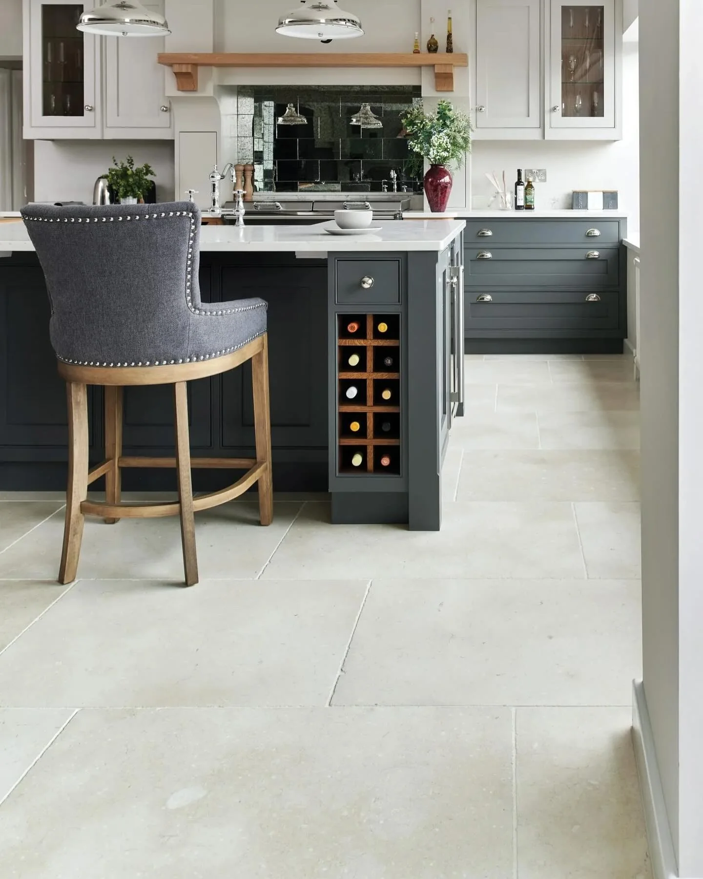 Pale Limestone Tiles Offer a Neutral, Grounded Foundation