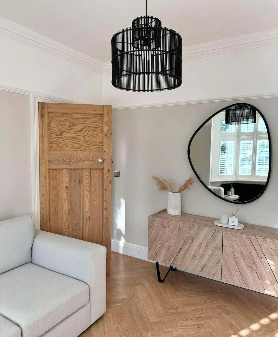 Organic Mirror Reflects Natural Light and Wood Tones