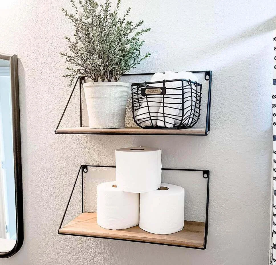 Keep Hand Towels Accessible in a Black Wire Basket