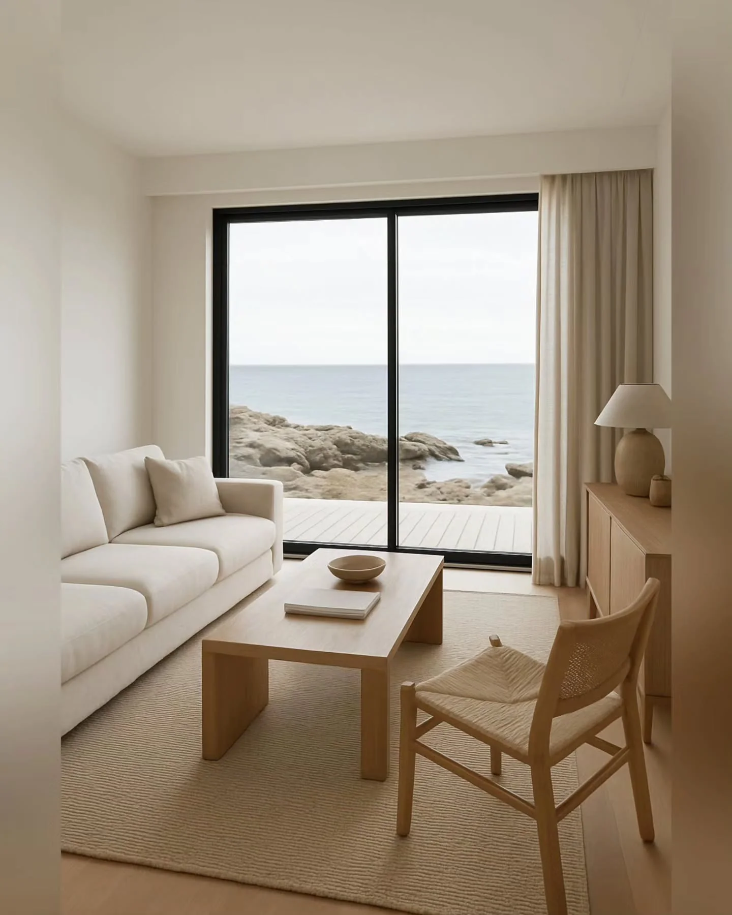 Maintain an Open Feel with a Light Wood Coffee Table