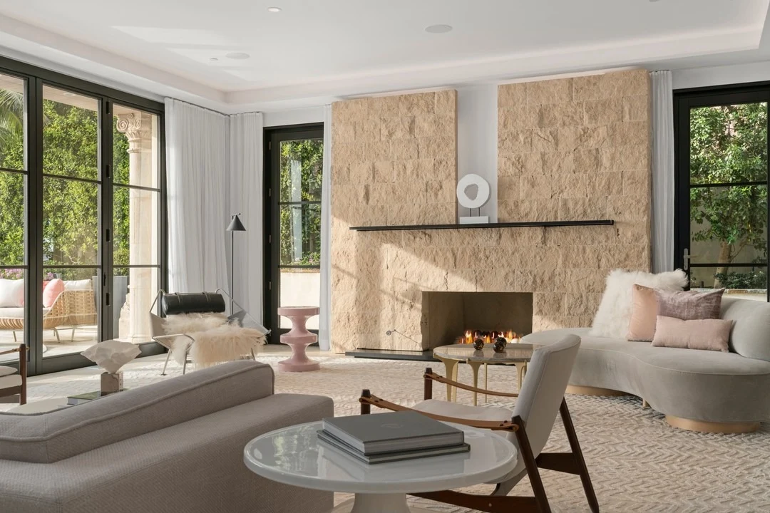 Anchor Your Space with a Textured Stone Fireplace