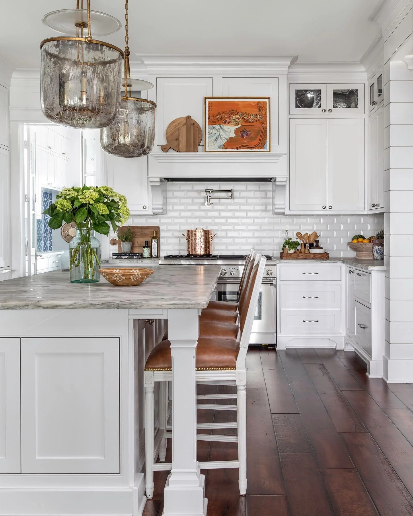 Distressed Glass Pendants Add Moody Coastal Ambiance