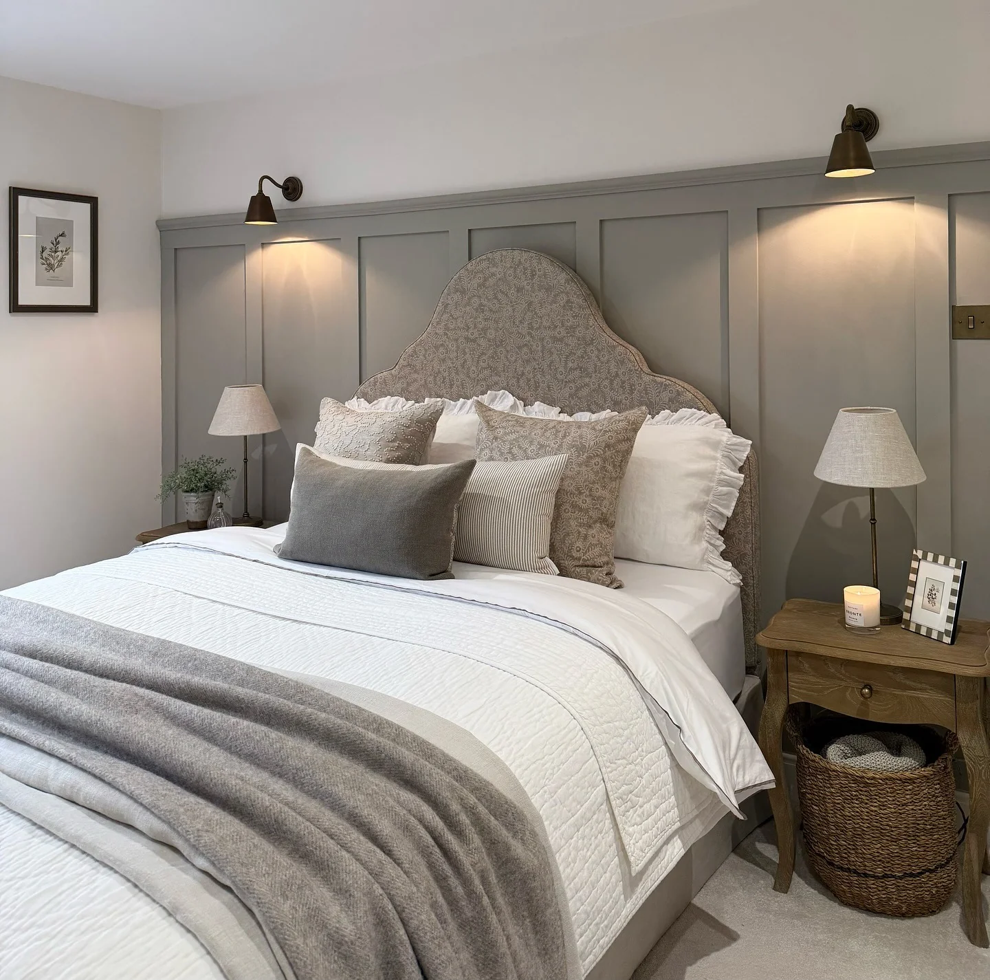 Paneled Wall Creates a Serene Cream Color Backdrop
