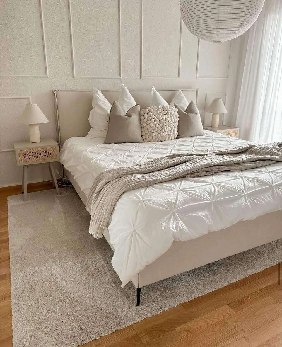 Textured Ball Pillow Adds Tactile Interest to Your Neutral Bed