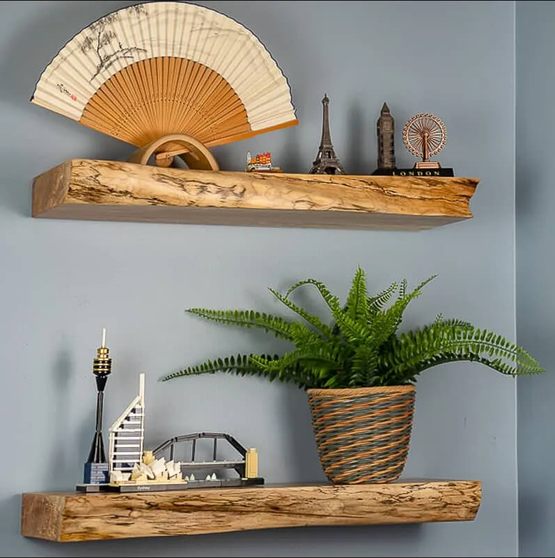 Live-Edge Shelves Display Miniature Cityscapes