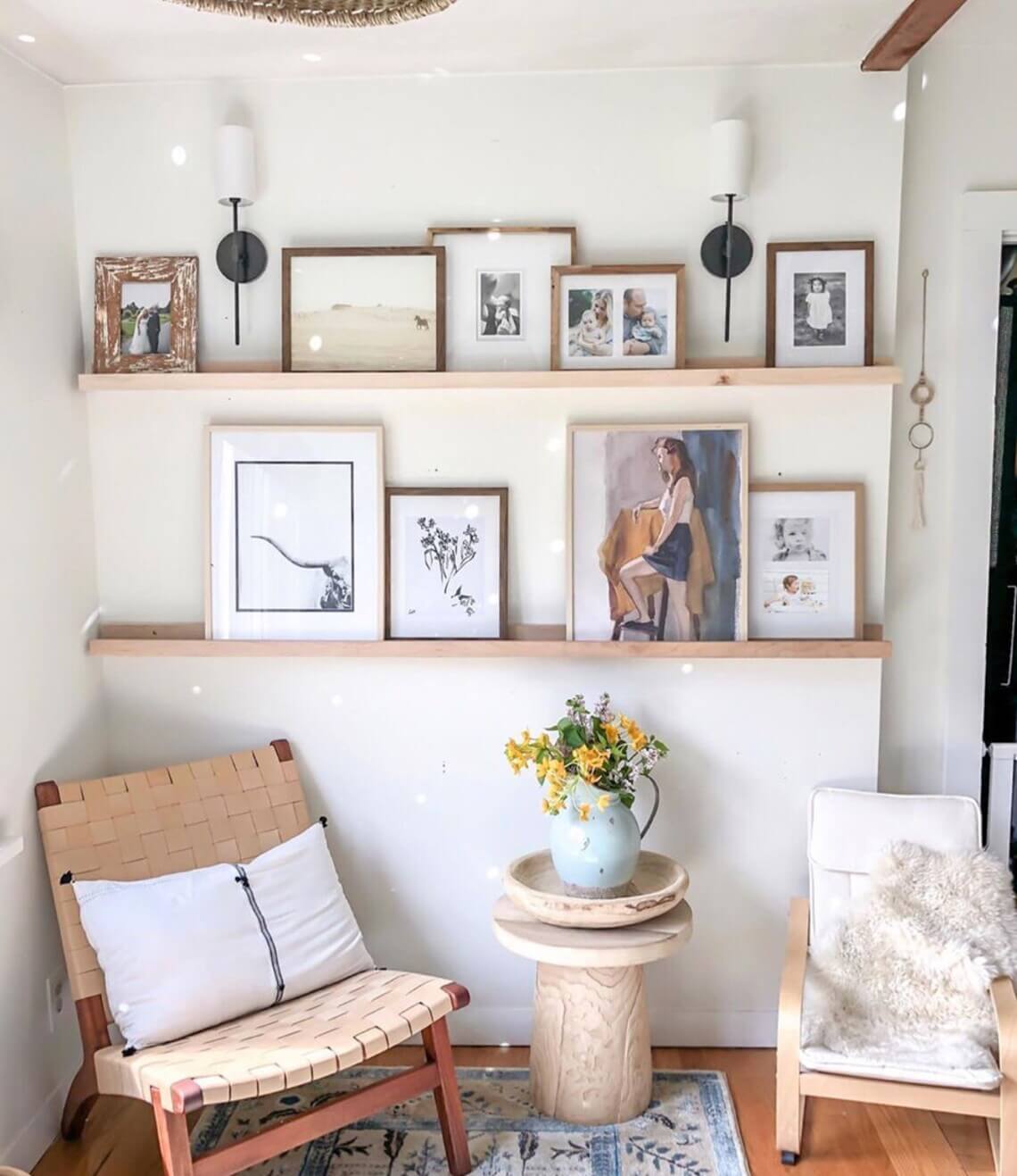Staggered Shelves Create a Personal Art Gallery