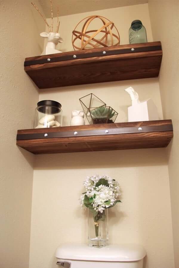 Dark Wood Shelves With Industrial Straps