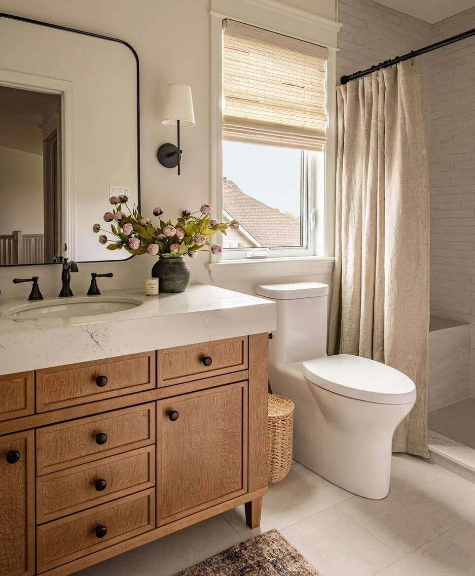 Soften Vanity Lines with a Rounded Mirror