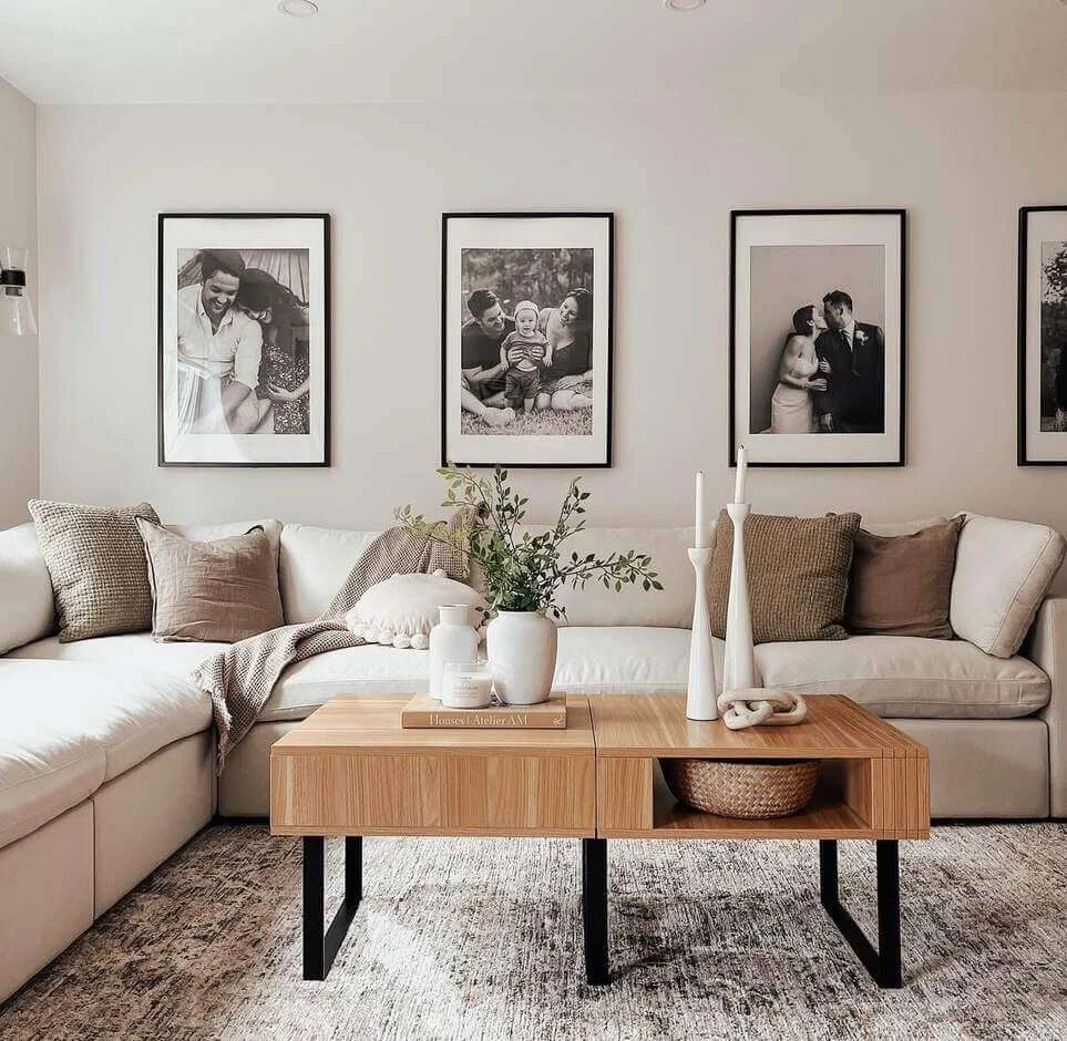 Three Framed Black And White Photos Personalize The Space