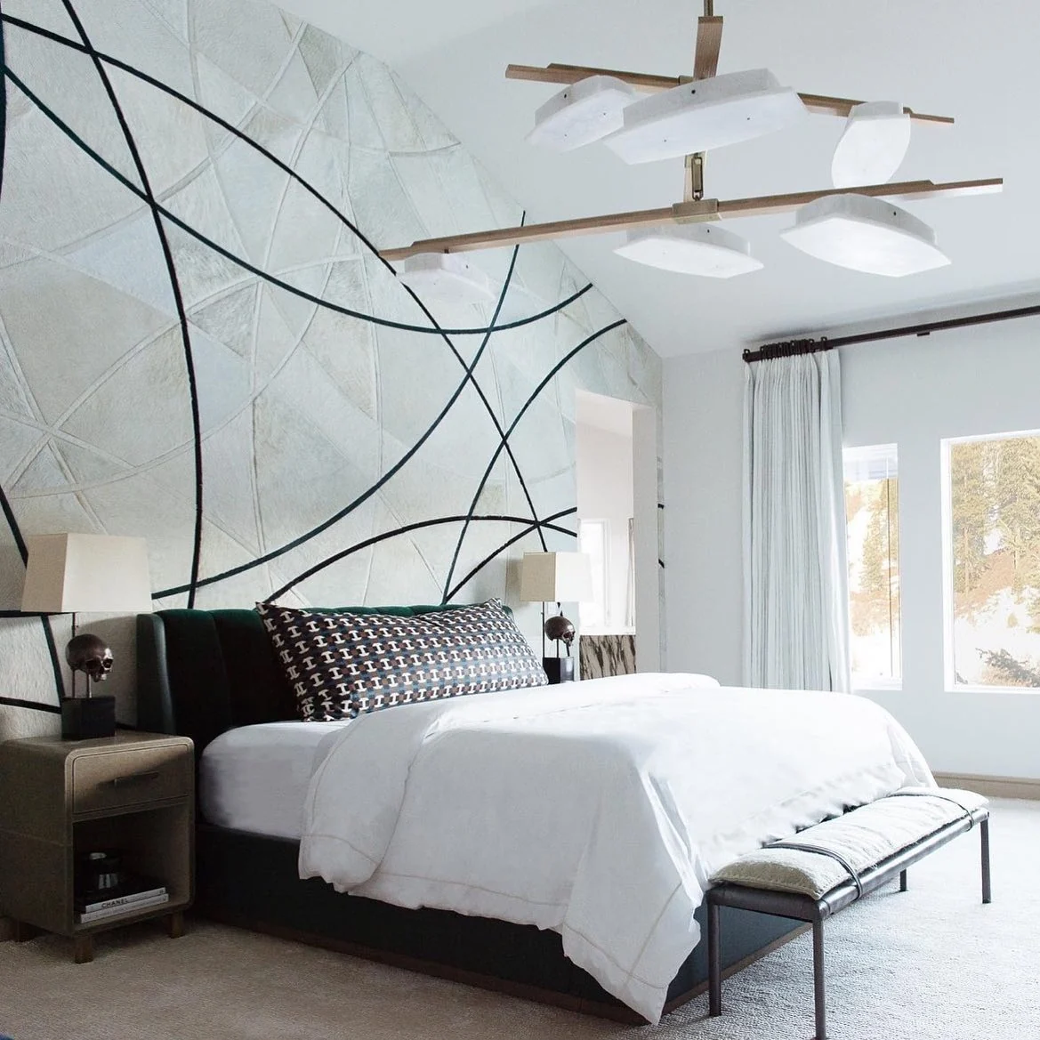 Geometric Black Lines On A White Textured Wall
