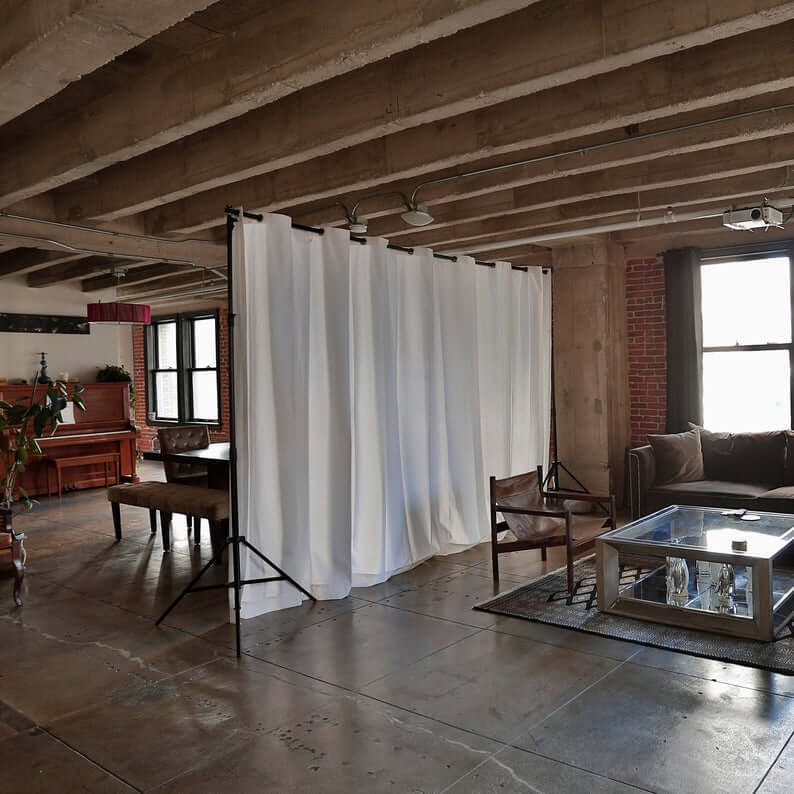 White Floor-to-Ceiling Curtains for Soft Privacy