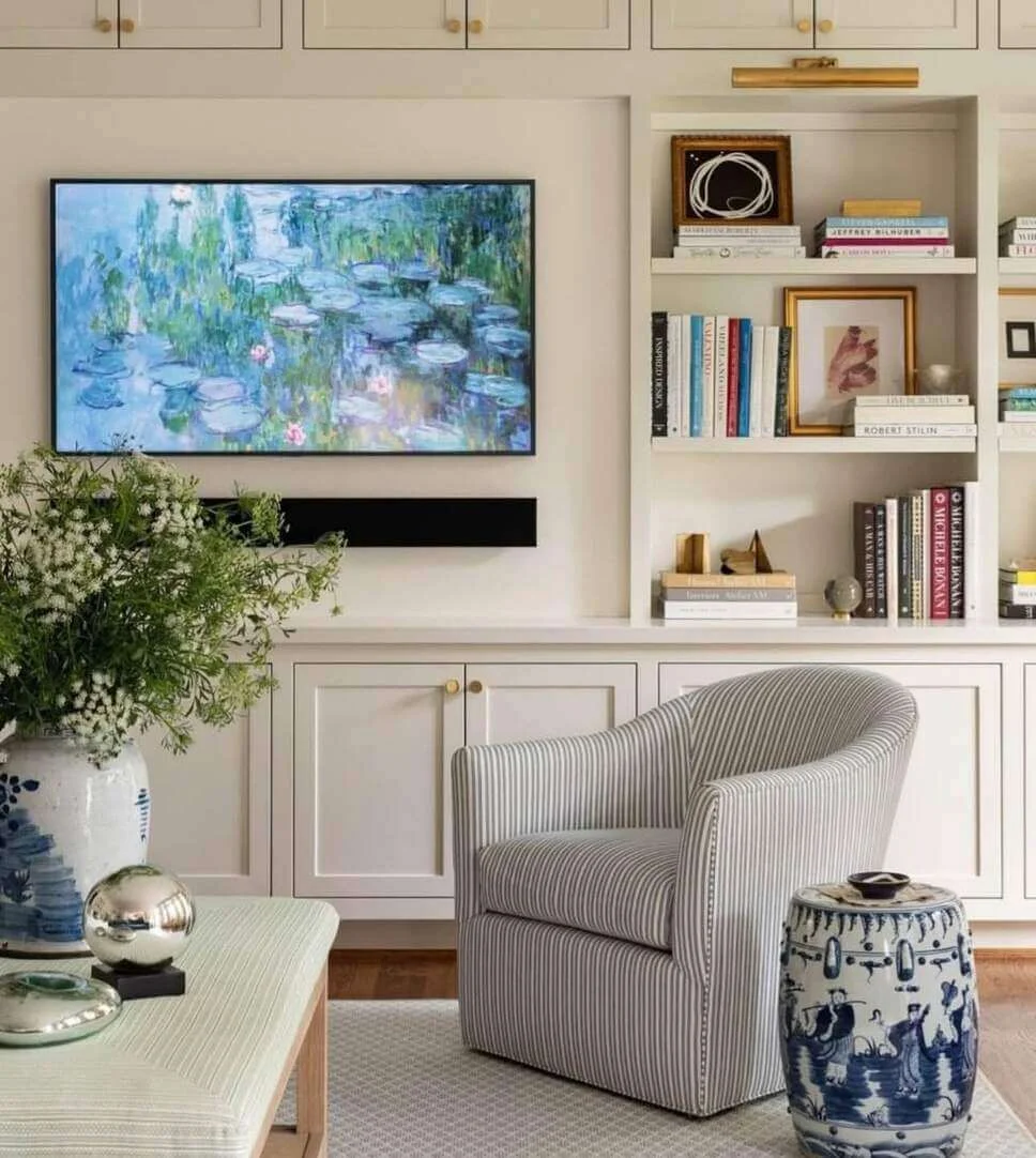 Monet-inspired Art Adds a Serene Focal Point Above TV