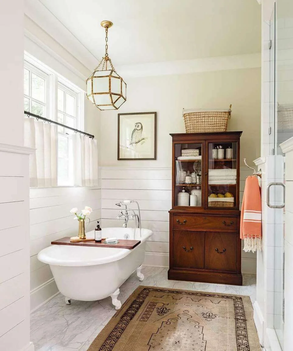 Glass-Fronted Hutch for Storing Bathroom Essentials