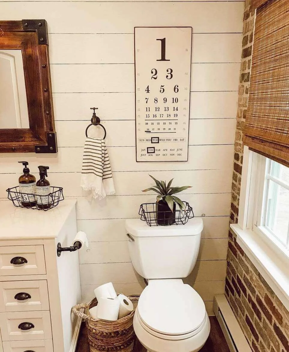 Vintage Eye Chart Adds Whimsical Wall Art Above Toilet